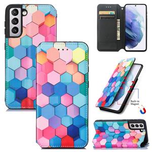 huismerk For Samsung Galaxy S21+ 5G Colorful Magnetic Horizontal Flip PU Leather Case with Holder & Card Slot & Wallet(Colorful Cube)