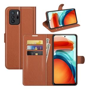 huismerk Voor Xiaomi Redmi Note 10 Pro 5G China / Poco X3 GT Litchi Textuur Horizontale Flip Beschermhoes met houder Kaartsleuven & Portemonnee (Bruin)