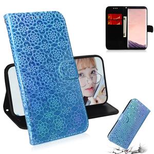 huismerk Voor Galaxy S8 effen kleur kleurrijke magnetische Buckle horizontale Flip PU lederen draagtas met houder & kaartsleuven & portemonnee & Lanyard (blauw