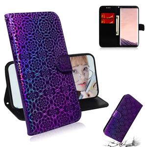 huismerk Voor Galaxy S8 effen kleur kleurrijke magnetische Buckle horizontale Flip PU lederen draagtas met houder & kaartsleuven & portemonnee & Lanyard (paars