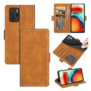 huismerk Voor Xiaomi Redmi Note 10 Pro 5G China / Poco X3 GT Dual-Side Magnetische Gesp horizontale Flip Leren Case met Houder & Card Slots & Portemonnee (Geel