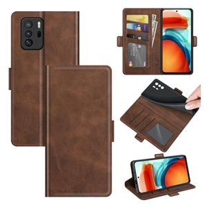 huismerk Voor Xiaomi Redmi Note 10 Pro 5G China / Poco X3 GT Dual-Side Magnetic Gesp horizontale Flip Leren Case met Houder & Card Slots & Portemonnee (Bruin)