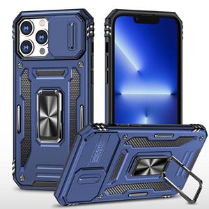 huismerk Armor PC + TPU Camera Shield Phone Case For iPhone 13 Pro Max(Navy Blue)