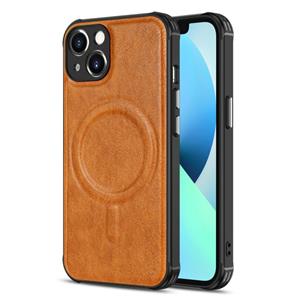 huismerk Crazy Horse Cowhide Leather Magnetic Phone Case voor iPhone 13 Mini (Brown)