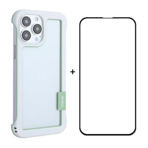 Enkay Frameloze Hollow PC Case + Glass Film voor iPhone 13 Pro (White)