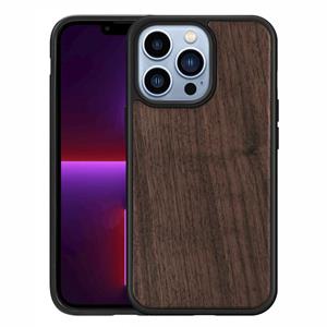 huismerk Wood Fineer TPU Shockproof Telefoonhoesje voor iPhone 13 Pro (Walnut)