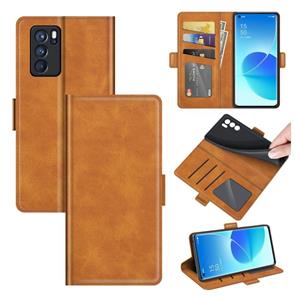 huismerk Voor Oppo Reno6 Pro 5G Dual-Side Magnetische Gesp horizontale Flip Leren Case met Houder & Card Slots & Portemonnee