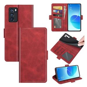 huismerk Voor Oppo Reno6 Pro 5G Dual-Side Magnetische Gesp horizontale Flip Leren Case met Houder & Card Slots & Portemonnee