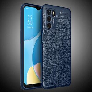 huismerk Voor Oppo A16 Litchi Texture TPU Shockproof Case (Navy Blue)