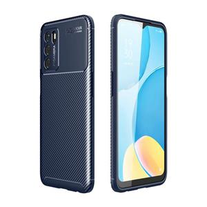 huismerk Voor Oppo A16 Carbon Fibrexture Shockproof TPU Case