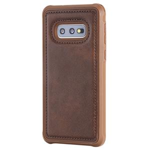 huismerk Voor Galaxy S10e Magnetic Shockproof PC + TPU + PU Lederen beschermhoes(Bruin)