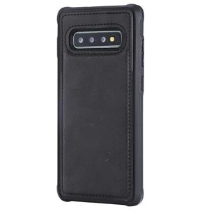 huismerk Voor Galaxy S10+ Magnetic Shockproof PC + TPU + PU Lederen beschermhoes(Zwart)