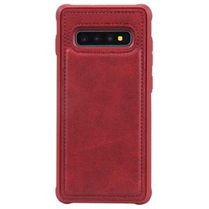 huismerk Voor Galaxy S10+ Magnetic Shockproof PC + TPU + PU Lederen beschermhoes(Rood)