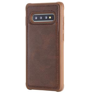 huismerk Voor Galaxy S10+ Magnetic Shockproof PC + TPU + PU Lederen beschermhoes(Koffie)