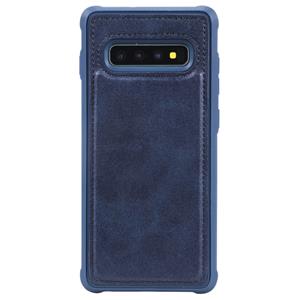 huismerk Voor Galaxy S10+ Magnetic Shockproof PC + TPU + PU Lederen beschermhoes(Blauw)