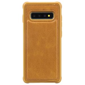 huismerk Voor Galaxy S10+ Magnetic Shockproof PC + TPU + PU Lederen beschermhoes(Bruin)