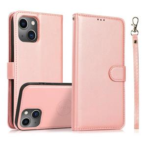 huismerk Kalfstructuur 2 in 1 Afneembare Magnetische Achterkant Horizontale Flip Leren Case met Houder & Kaart Slots & Portemonnee & Fotolijst voor iPhone 13 (