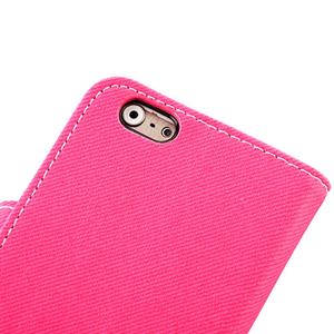 huismerk iPhone 6 Plus & 6S Plus horizontaal Denim structuur PU leren Flip Hoesje met houder magnetische sluiting en opbergruimte voor pinpassen (hard roze)