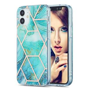 huismerk 3D Electroplating Marble Pattern TPU Beschermhoes voor iPhone 12 mini(Groen)