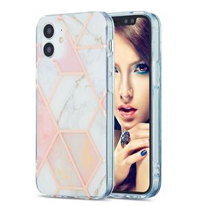 huismerk 3D Electroplating Marble Pattern TPU Beschermhoes voor iPhone 12 mini(Roze)