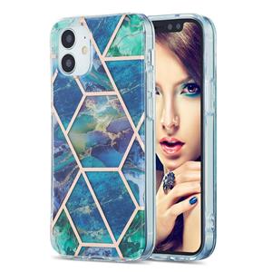 huismerk 3D Electroplating Marble Pattern TPU Beschermhoes voor iPhone 12 mini (Donkergroen)