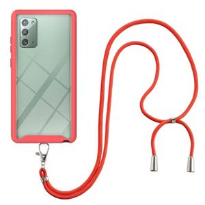 huismerk For Samsung Galaxy Note20 Starry Sky Solid Color Series Shockproof PC + TPU Protective Case with Neck Strap(Red)