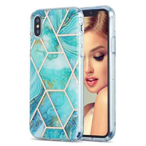 huismerk 3D Electroplating Marble Pattern TPU Beschermhoes voor iPhone XS / X(Groen)