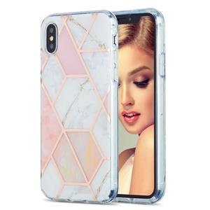 huismerk 3D Electroplating Marble Pattern TPU Beschermhoes voor iPhone XS / X(Roze)