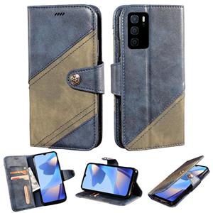 huismerk Voor Oppo A16 Contrast Kleur Splicing Retro Textuur Horizontale Flip PU lederen tas met kaartslots & houder & portemonnee