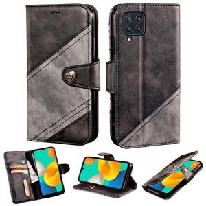 huismerk Voor Samsung Galaxy M32 Contrast Color Splicing Retro Texture Horizontale Flip PU lederen tas met kaartslots & houder & portemonnee