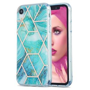 huismerk 3D Electroplating Marble Pattern TPU Beschermhoes voor iPhone XR(Groen)