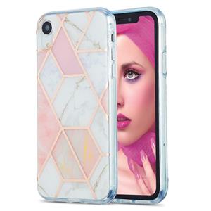 huismerk 3D Electroplating Marble Pattern TPU Beschermhoes voor iPhone XR(roze)