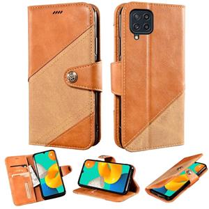 huismerk Voor Samsung Galaxy M32 Contrast Color Splicing Retro Texture Horizontale Flip PU lederen tas met kaartslots & houder & portemonnee