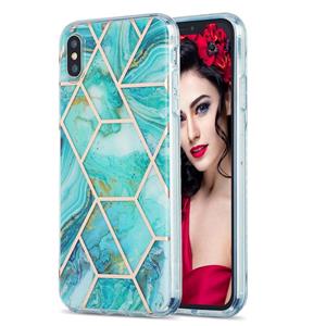 huismerk 3D Electroplating Marble Pattern TPU Beschermhoes voor iPhone XS Max(Groen)