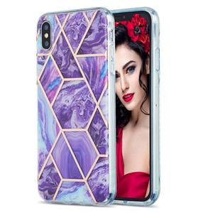 huismerk 3D Electroplating Marble Pattern TPU Beschermhoes voor iPhone XS Max(Paars)