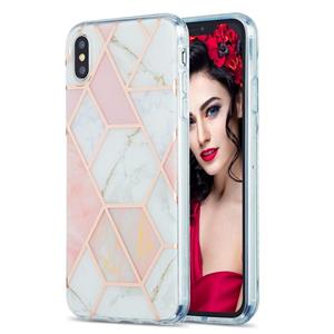 huismerk 3D Electroplating Marble Pattern TPU Beschermhoes voor iPhone XS Max(Roze)