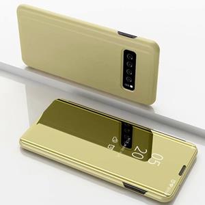 huismerk Galvaniseren spiegel horizontale Flip lederen case voor Galaxy S10 5G met houder (goud)