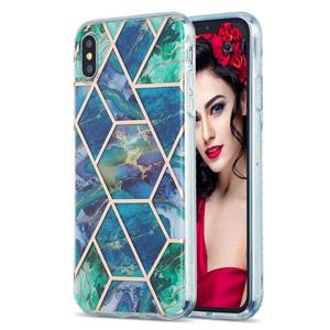 huismerk 3D Electroplating Marble Pattern TPU Beschermhoes voor iPhone XS Max (Donkergroen)