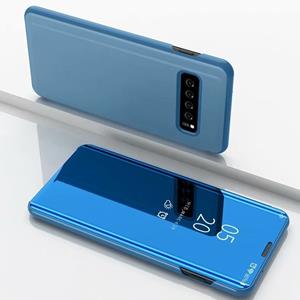 huismerk Galvaniseren spiegel horizontale Flip lederen case voor Galaxy S10 5G met houder (hemelsblauw)