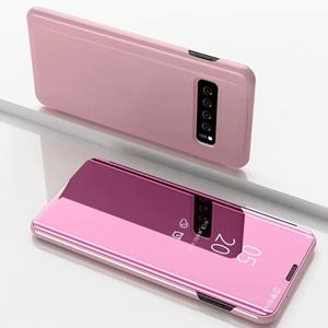 huismerk Galvaniseren spiegel horizontale Flip lederen case voor Galaxy S10 5G met houder (Rose goud)