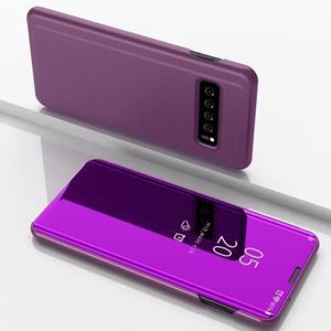 huismerk Galvaniseren spiegel horizontale Flip lederen case voor Galaxy S10 5G met houder (paars)