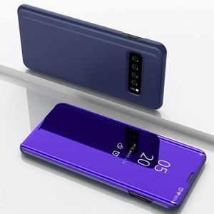huismerk Galvaniseren spiegel horizontale Flip lederen case voor Galaxy S10 5G met houder (violet blauw)