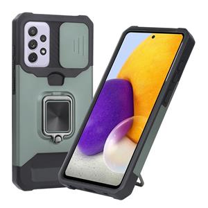 huismerk Voor Samsung Galaxy A72 5G Schuifcamera Cover Design PC + TPU Schokbestendig Case met ringhouder & kaartsleuf