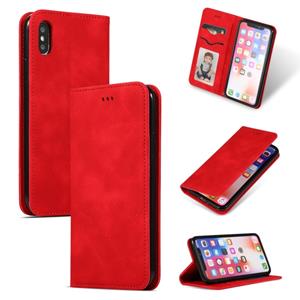 huismerk Retro huid voelen Business magnetische horizontale Flip lederen case voor iPhone XS Max (rood)