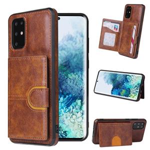 huismerk Voor Samsung Galaxy Note20 PU + TPU + PC Shockproof Back Cover Case met Card Slot & Holder(Brown)