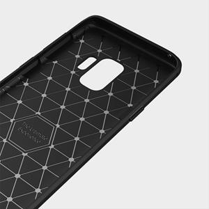 Huismerk Beschermhoes voor Galaxy S9 geborsteld koolstofvezel textuur zachte TPU anti-skip Back-Case(Red)
