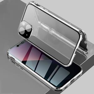 huismerk Schokbestendig Anti-Peeping Magnetic Metal Frame Double-Sided Gehard Glass Case voor iPhone 13