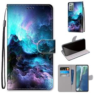 huismerk Voor Samsung Galaxy Note 20 Gekleurde tekening kruistextuur Horizontale Flip PU Lederen case met Holder & Card Slots & Wallet & Lanyard(Kleurrijke Wol