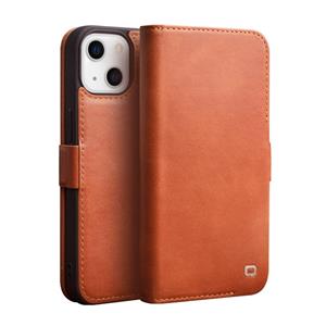 QIALINO Magnetic Buckle Leather Phone Case For iPhone 13 mini(Brown)