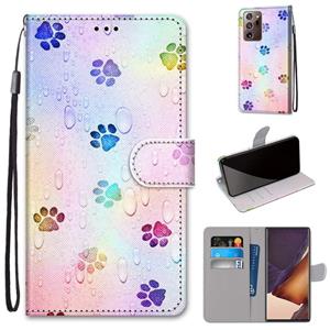 huismerk Voor Samsung Galaxy Note 20 Ultra gekleurde tekening kruistextuur Horizontale Flip PU Lederen case met Holder & Card Slots & Wallet & Lanyard(Footprin